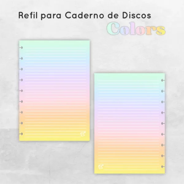 refil para caderno de discos Colors